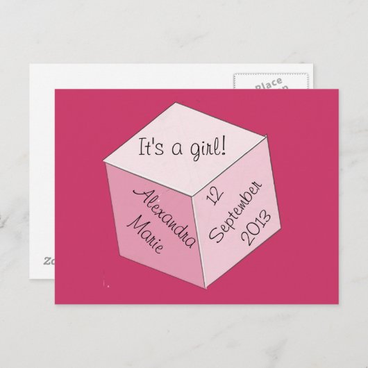 Postcard - Geburtsankündigung von Mädchen Ankündigungspostkarte (Vorne/Hinten)