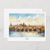 Postcard gemalt Tschechische Republik Postkarte (Vorne/Hinten)