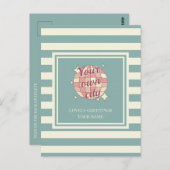 Postcard gestreift aquamarin beige Ortsname Postkarte (Vorne/Hinten)
