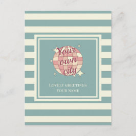 Postcard gestreift aquamarin beige Ortsname Postkarte
