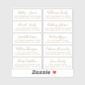 Postcard Gold Calligraphy Guest Address Labels (Blatt)
