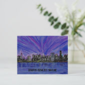 Postcard - Graffiti Dusk NYC Skyline Postkarte (Stehend Vorderseite)
