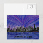 Postcard - Graffiti Dusk NYC Skyline Postkarte (Vorne/Hinten)