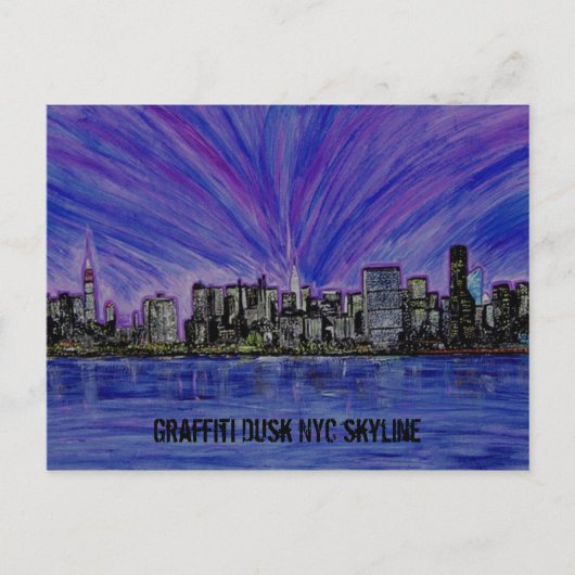 Postcard - Graffiti Dusk NYC Skyline Postkarte (Vorderseite)