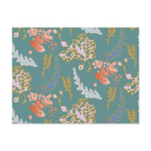 Postcard Grün Abstrakt Niedlich fröhlich farbig