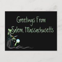 Postcard Grüße von Salem Massachusetts Hexe