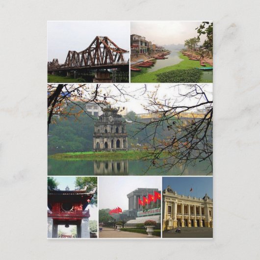 Postcard Hanoi Monuments, Vietnam Postkarte (Vorderseite)