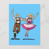 Postcard Happy Bavarian Couple Dancing Postkarte (Vorderseite)