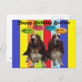 Postcard Happy Birthday Brother Basset Postkarte (Vorne/Hinten)