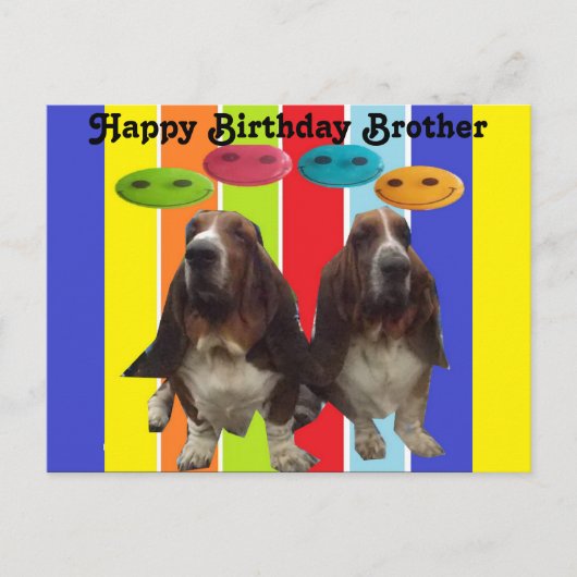 Postcard Happy Birthday Brother Basset Postkarte (Vorderseite)