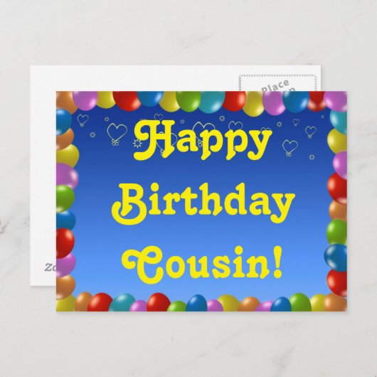 Postcard Happy Birthday Cousin Postkarte (Vorne/Hinten)