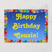 Postcard Happy Birthday Cousin Postkarte (Vorderseite)
