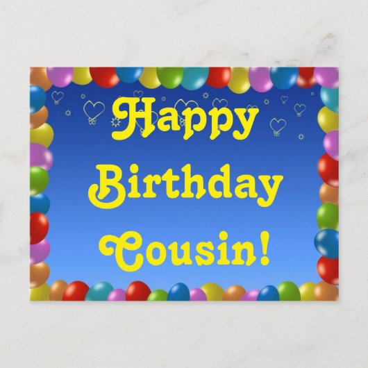 Postcard Happy Birthday Cousin Postkarte (Vorderseite)