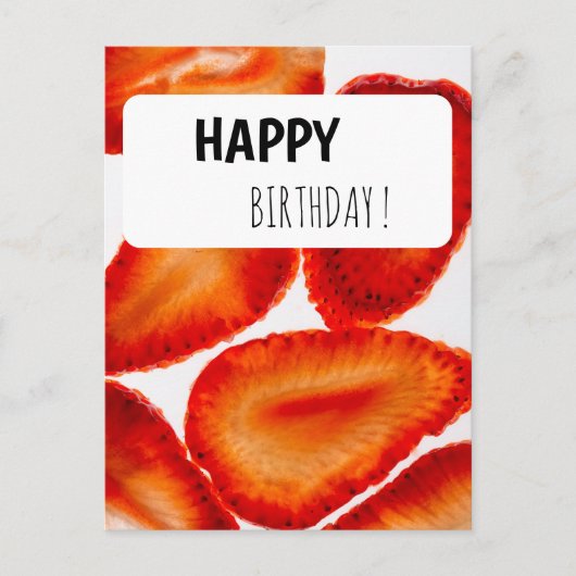 Postcard Happy Birthday Erdbeeren modern Look Postkarte (Vorderseite)