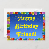 Postcard Happy Birthday Friend Postkarte (Vorne/Hinten)
