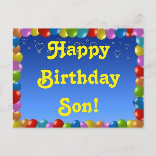 Postcard Happy Birthday Son Postkarte (Vorderseite)