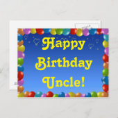Postcard Happy Birthday Uncle Postkarte (Vorne/Hinten)