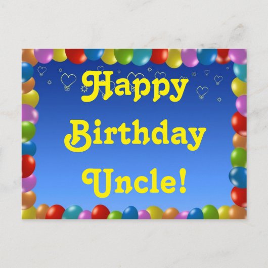 Postcard Happy Birthday Uncle Postkarte (Vorderseite)