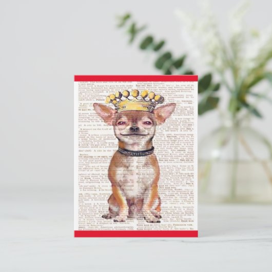 POSTCARD - HAPPY CHIHUAHUA-RED TRIM POSTKARTE (Stehend Vorderseite)
