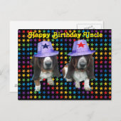 Postcard Happy Uncle Birthday Basset Postkarte (Vorne/Hinten)