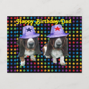 Postcard Happy Vater GeburtstagsBasset Postkarte