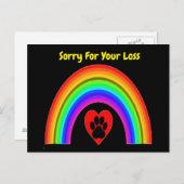 Postcard Heart W/Paw Rainbow Sorry für Ihren Verlu Postkarte (Vorne/Hinten)