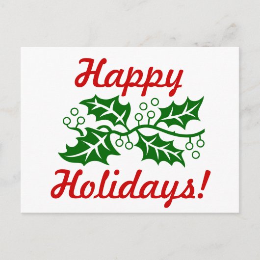 Postcard - Holly Greetings Feiertagspostkarte (Vorderseite)