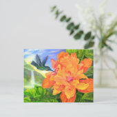 Postcard Hummingbird Hibiscus With Face Painting Postkarte (Stehend Vorderseite)