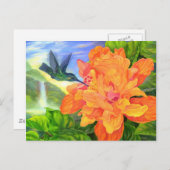 Postcard Hummingbird Hibiscus With Face Painting Postkarte (Vorne/Hinten)