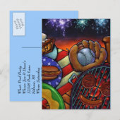 POSTCARD INVITATION Sommergrillen am 4. Juli PC Einladungspostkarte (Vorne/Hinten)