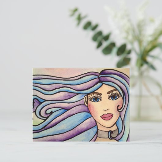 Postcard Lady Violet & Blue. Postkarte (Stehend Vorderseite)