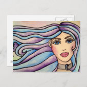 Postcard Lady Violet & Blue. Postkarte (Vorne/Hinten)