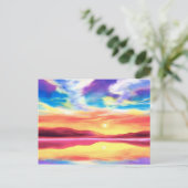 Postcard Landscape Beach Sunset Lake Scene Postkarte (Stehend Vorderseite)