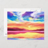 Postcard Landscape Beach Sunset Lake Scene Postkarte (Vorne/Hinten)