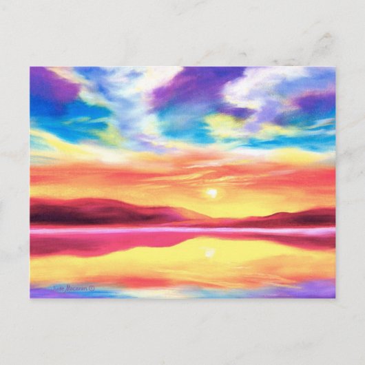 Postcard Landscape Beach Sunset Lake Scene Postkarte (Vorderseite)