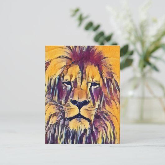 Postcard Lion Vibrannte Art Postkarte (Stehend Vorderseite)