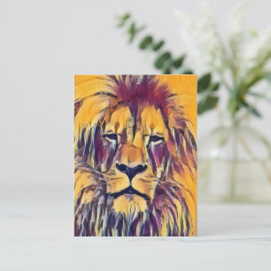 Postcard Lion Vibrannte Art Postkarte