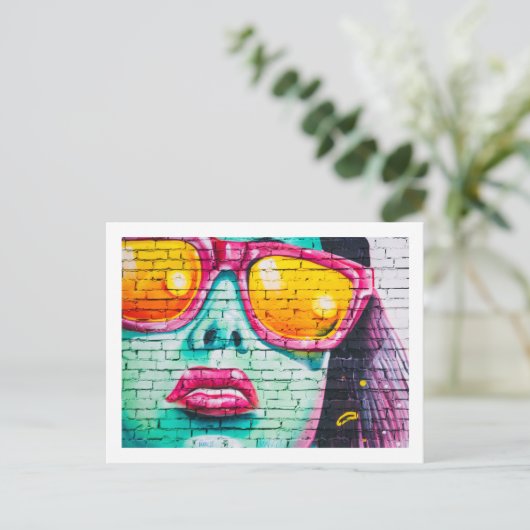 Postcard - Lipstick Urban Street Art Postkarte (Stehend Vorderseite)