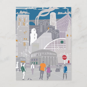Postcard Manchester Illustration Artwork Postkarte
