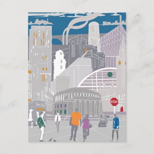 Postcard Manchester Illustration Artwork Postkarte (Vorderseite)