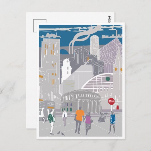Postcard Manchester Illustration Artwork Postkarte (Vorne/Hinten)