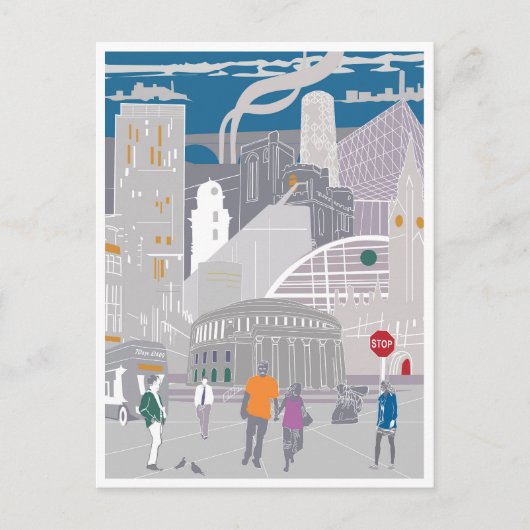 Postcard Manchester Illustration Artwork Postkarte (Vorderseite)