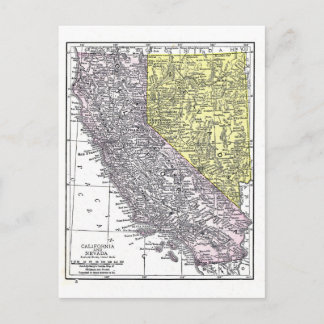 Postcard: Map of California and Nevada, 1921 Postkarte