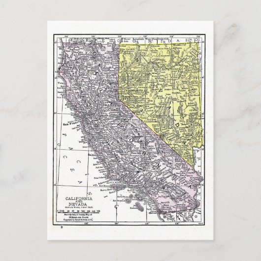 Postcard: Map of California and Nevada, 1921 Postkarte (Vorderseite)