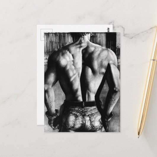 Postcard Masculine Bodybuilder Postkarte (Vorderseite/Rückseite Beispiel)