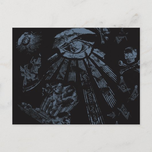 Postcard Masonic Fantasy Blue Postkarte (Vorderseite)