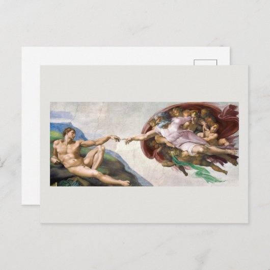 POSTCARD : MICHELANGELO: DIE ERRICHTUNG VON ADAM POSTKARTE (Vorne/Hinten)