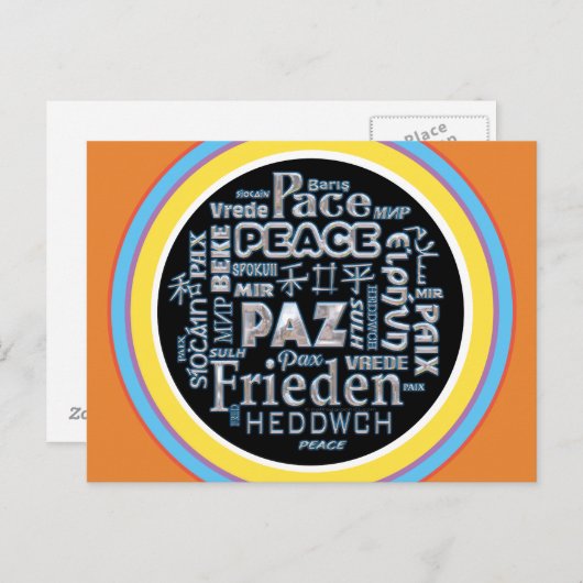 Postcard mit Chrom-Frieden in mehreren Sprachen Postkarte (Vorne/Hinten)
