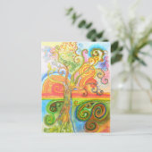 Postcard mit Psychedelic Colorful Tree Design Postkarte (Stehend Vorderseite)