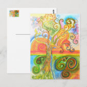 Postcard mit Psychedelic Colorful Tree Design Postkarte (Vorne/Hinten)